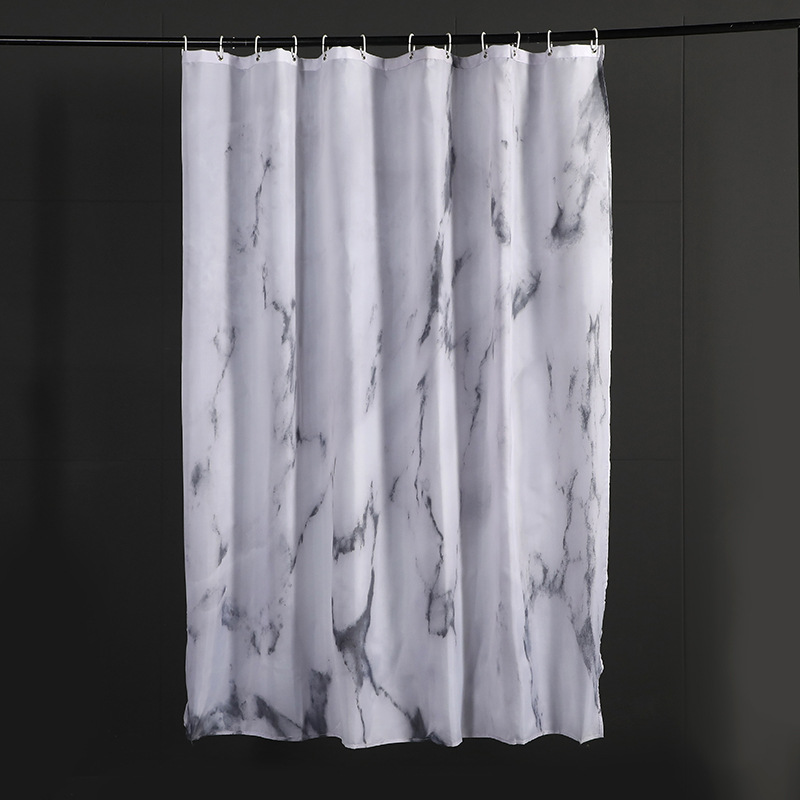 满版大理石涤纶浴帘防水防霉新款亚马逊专供1件起批厂家外贸出口