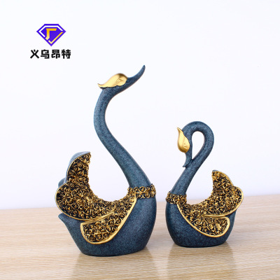 Resin Decorations Crafts European Couple Swan Home Decorations Wedding Gifts Wine Cabinet Decorations
