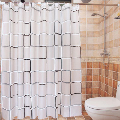 PEVA Large Plaid Shower Curtain Waterproof Thickened Metal Buttonhole Factory Direct Sales Export