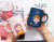 Creative Cute Couple's Cups Gift Box Boys and Girls Cartoon Korean Ceramic Cup Mug Fresh