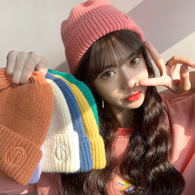 Hat girl autumn winter simple letter wool hat student couple outdoor warm pullover knitted cold hat man trend