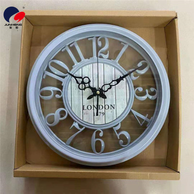 Living Room Home Fashion Wall Clock European Style Pocket Watch Mute Simple Clock Cambus Silent Hollow Bedroom Quartz Clock