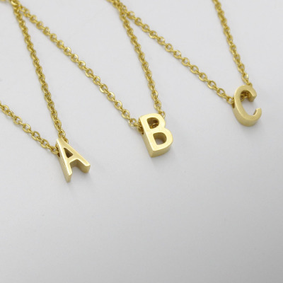 Gold Stainless Steel A- Z 26 English Letters Piercing Necklace Pendant Stainless Steel Necklace 45cm