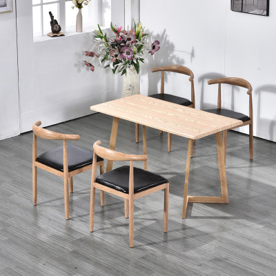 Snack Fast Food Table and Chair Leisure Chair Modern Simple Home Backrest Iron Horn Stool Milk Tea Shop Restaurant Table and Chair