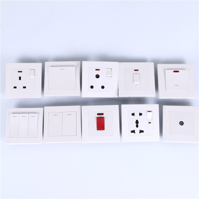 White Switch Panel Wall Switch Porous Household Power Switch Speed Control Wall Switch Socket
