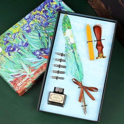 Van Gogh European Retro Feather Pen Business Gift Water Pen Pen Feather Pen Birthday Gift for Teachers at School