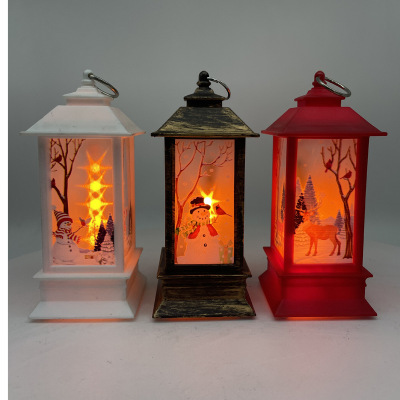 Cross-Border Wholesale Christmas Candlestick Lamp Storm Lantern Decoration Flame Lamp Home Decoration Led Luminous 3D Small Night Lamp