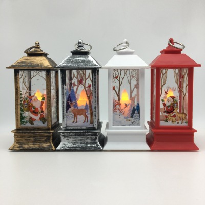 2021 New Retro Small Square Storm Lantern Christmas Gifts & Crafts Small Night Lamp Led Elderly Snowman Ornaments Lights