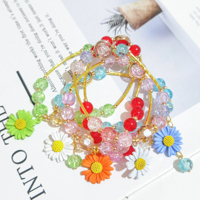 Bracelet Bracelet Flower Crystal Little Daisy Bracelet Crystal Beaded Simple Sweet Single Circle Small Flower Bracelet