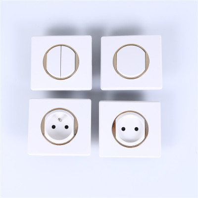European-Style Wall Switch Double Hole Double Position French Double Ground Socket Board Insulation Baby Anti-Electric Shock Socket