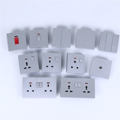 Switch Panel Silver Wall Switch Socket Home Decoration Household Usb5 Hole Five Hole Switch Socket