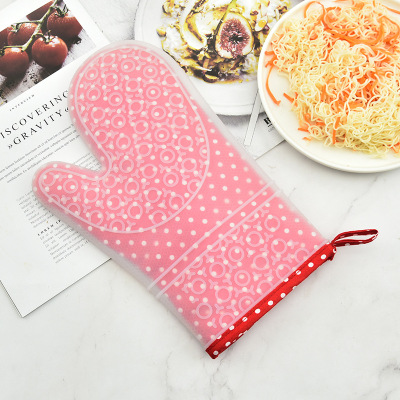 Oven Baking Gloves Kitchen Tools Microwave Oven Steam Box Silicone Thermal Insulation Gloves Household Anti-Scald Thickening Lengthened