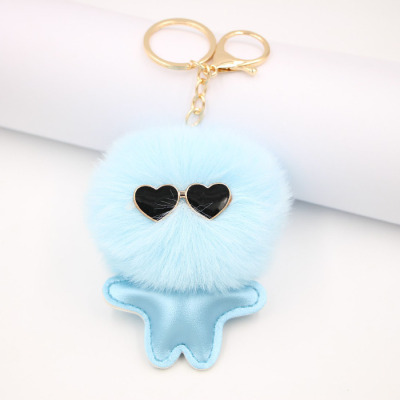 Cute Colorful Kids Hair Bulb Pendant Keychain Girls Lovely Bag Hanging Plush Activity Gifts,