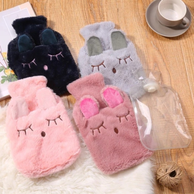 Large Water Filling Bag Cartoon Short Plush Embroidery Closing Eye Rabbit Wool Cover