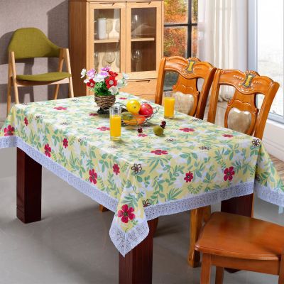 PVC Printed Plastic Tablecloth Waterproof Oil-Proof Lace Living Room Home Table Cloth European-Style Simple Geometric