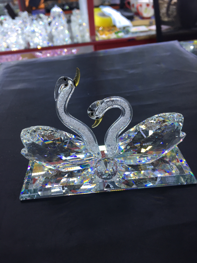 精品水晶天鹅摆件多色可选