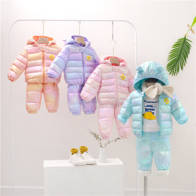 Children's Autumn and Winter Small and Medium-Sized Men's Cotton Jacket Girls' Stylish Clothes Coat Infant down Cotton Pants Baby Full-Year Suit