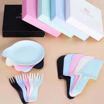 High-End Cake Tableware Paper Plate for Cake Disposable Dish Spork Package Cutlery Tray Candle Tableware Set