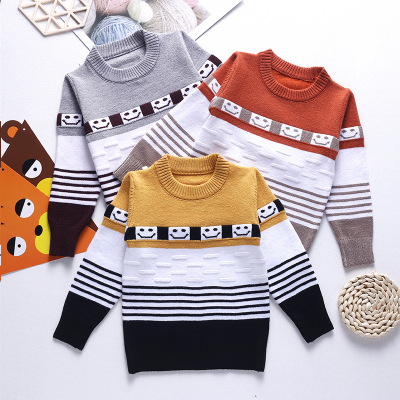 Children's Sweater Factory Direct Supply Cotton Children's Pullover Sweater Handsome Korean Style Boy's Wool Sweater