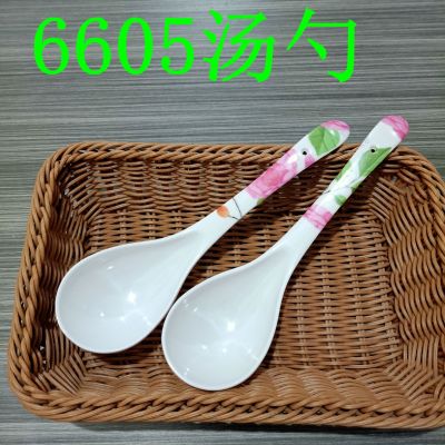 6605 Soup Spoon Long Handle Soup Spoon Soup Spoon Long Handle Home Fast Food Restaurant Soup Spoon Spoon 2 Yuan Wholesale Gifts