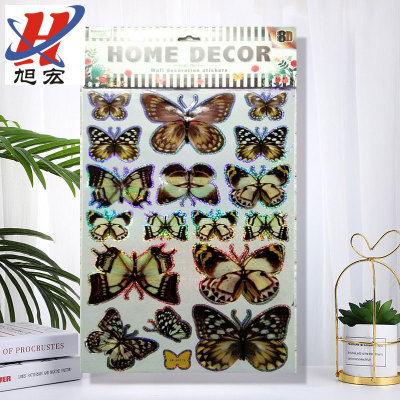 Laser 3D 3D Handmade Layer-by-Layer Wall Stickers Colorful Butterfly Layer Stickers Living Room Bedroom Wall Decoration 