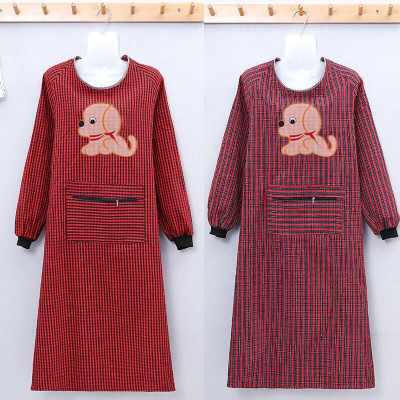 Lengthened Puppy Overclothes Screw Type Sleeved Apron Old Coarse Cloth Kitchen Household Cleaning Bib
