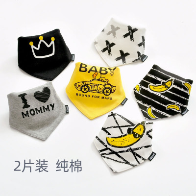 Baby Pure Cotton Triangle Scarf New Baby Bib Bib Children Fashion Brand Cartoon Saliva Towel Snap Button