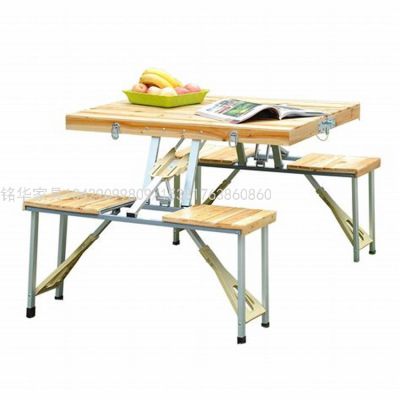Outdoor Camping Folding Dining Table and Chair Portable Wooden Piece Table and Chairs Portable Advertising Table 