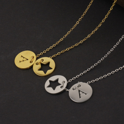 Spot Stainless Steel Mirror Polished Hollow Stars Letter Pendant Necklace Simple Fashion Girlfriends Short Clavicle Chain