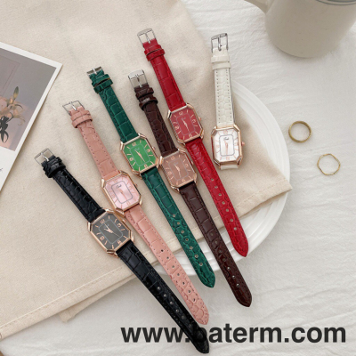 New Retro Artistic Small Square Plate Women's Watch Elegant Bamboo Belt Niche Quartz Watch Student's Watch