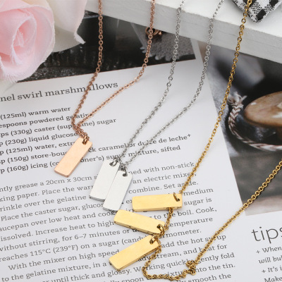 2020 New Personalized Creative Tag Necklace Mirror Stainless Steel Strip DIY Various Combination Styles Can Carve Writing