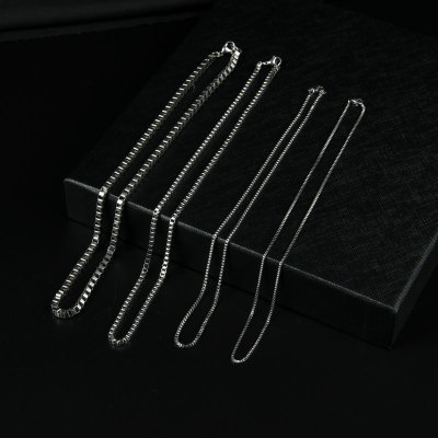 Factory Pin Stainless Steel/Titanium Steel Necklace 1.5/2/3/4mm Thick Square/Box/Doll Men's Lady Couple Necklace