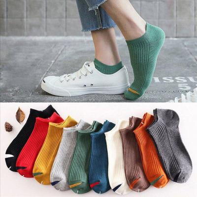 Socks Men and Women Socks Ankle Socks Short Spring Summer Sweat Absorbing Breathable Invisible Socks Fashion Stripe Trendy Korean Wholesale