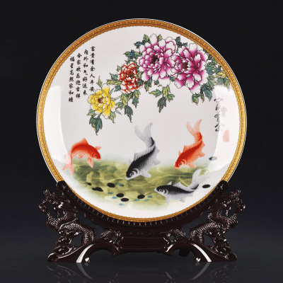Jingdezhen Ceramic Decorative Plate Pastel Rich and Wealthy Decoration Kakeban Hanging Porcelain craft