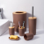 1 Toothbrush Holder Kit Toiletries Bamboo Wood Bathroom 6-Piece Set Trash Can Bathroom Set