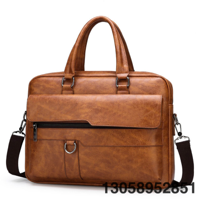 New European and American Tote for Men Business Briefcase Men's PU Leather Vintage Messenger Handbag Fashion Bag