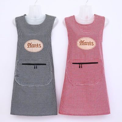 New Cotton Sleeveless Apron Smock Cotton Apron Women's Kitchen Antifouling Plaid Apron Work Clothes plus Size Extra Long