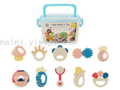 Newborn Baby 0-3-6-8-12 Months Teeth Glue Handbell Water Boiling Suitable Teeth Bite High-End Toy Set