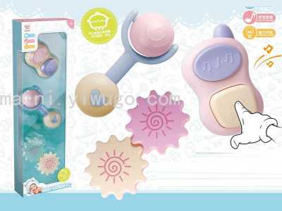 0-3 Years Old Water Boiling Suitable Rattle Babies' Supplies Baby Toy Mini Mobile Phone. Rotating Gear. Stick Mallet 3-Piece Set