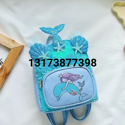 Children's Backpack Female Cute Little Fashion Girl Cartoon out Tide Princess Mermaid Small Bookbag Toddler Girl
