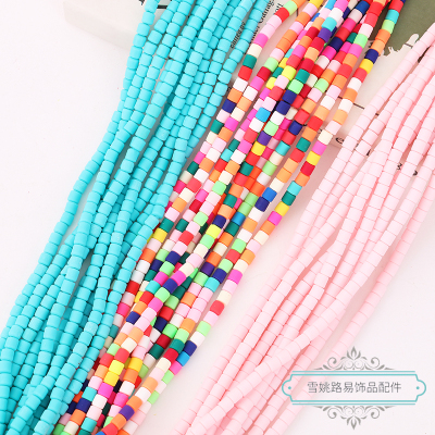 Handmade DIY Polymer Clay Material Jewelry Accessories Bracelet String Necklace round Beads Random Mixed Color Scattered Beads Beaded Material Package