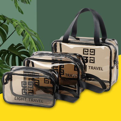 Large Capacity Transparent PVC Cosmetic Bag Travel Portable Toiletry Bag Waterproof Cosmetics Storage Bag Customizable Logo