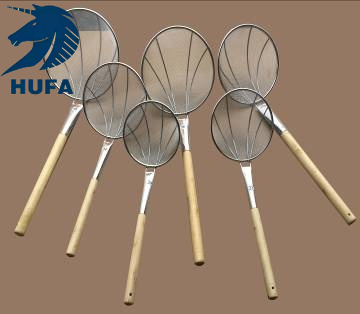 Spot Goods Stainless Steel Wooden Handle Colander Wooden Handle Line Leakage Super Dense Mesh Oil Grid Wooden Handle Strainer Factory Wholesale