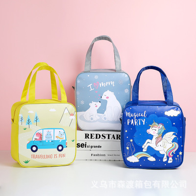 SOURCE Factory Children's Cartoon Square Lunch Box Bag Student Hot-Selling Lunch Bag Aluminum Foil Insulation Ice-Preserving Lunch Bag