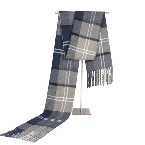 imitation cashmere new men‘s plaid scarf cross-border men‘s korean-style tassel thickened warm scarf gift