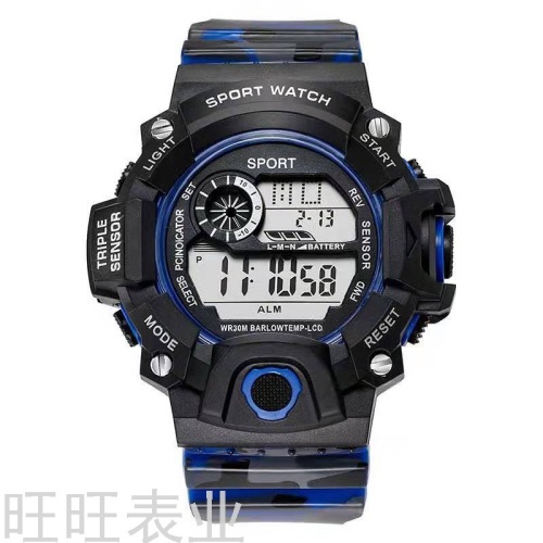 Factory Wholesale Foreign Trade Popular Style Men‘s Camouflage Outdoor Sports Electronic Watch Student Children Multi-Functional Waterproof Watch