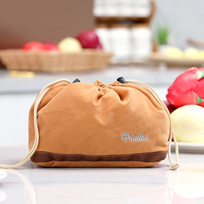 Lazy Flannel Lunch Bag Drawstring Pull String Buggy Bag Lunch Box Bag