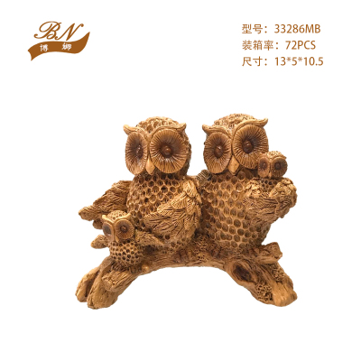 Resin Decorations Modern Creative Wood-like Color Family Four Owl Decoration Wine Cabinet TV Cabinet Home Decoration