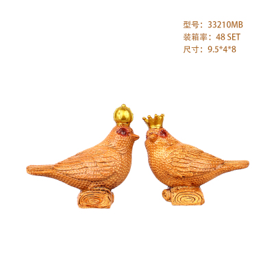 Crafts Resin Decorations Imitation Wood Color Couple Bird Ornaments Modern Home Decoration Technology Gift Factory Direct Sales