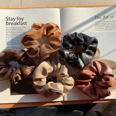 New Autumn/Winter PU Leather Texture Heavy Feeling Large Intestine Ring Ins Cold Gentle Color Temperament Korean Hair Accessories